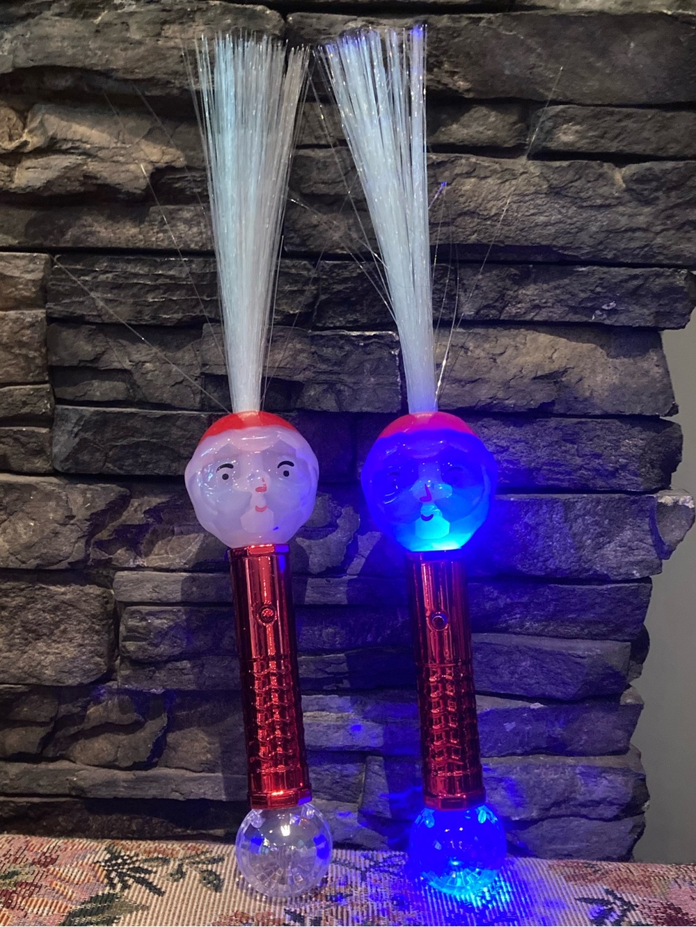 Pair of Santa Claus Fiber Optic Light-Up Wands